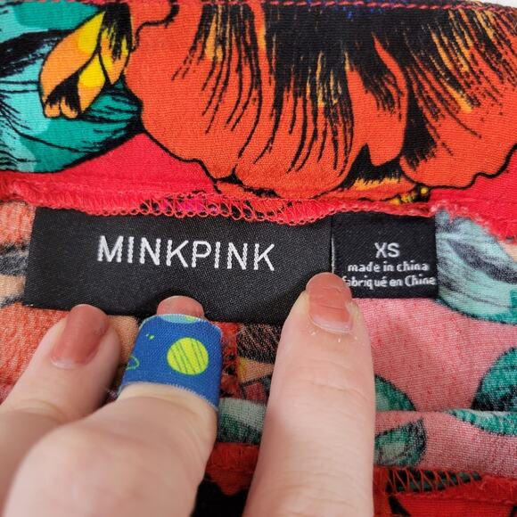 MINKPINK Red Tropical Print Dream Crop Top and Shorts Set Size XS - Picture 5 of 11